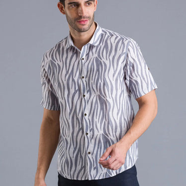 Grey stripes printed linen shirtUnited By Hope