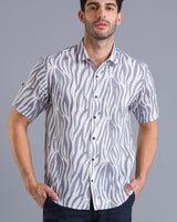 Grey stripes printed linen shirtUnited By Hope