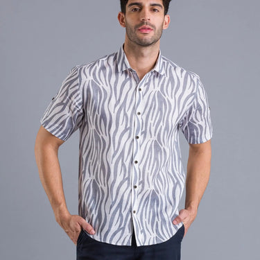 Grey stripes printed linen shirtUnited By Hope