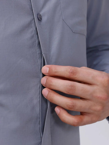 Light Grey Cotton Tencel Plain ShirtUnited By Hope