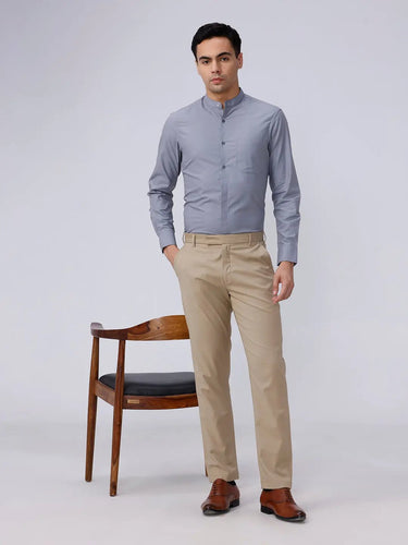 Light Grey Cotton Tencel Plain ShirtUnited By Hope