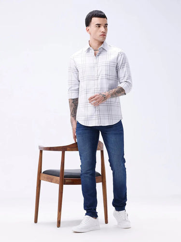 Light Grey Twill Checks ShirtUnited By Hope