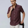 Maroon Double Pocket Short Sleeve Linen ShirtUnited By Hope