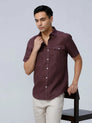 Maroon Double Pocket Short Sleeve Linen ShirtUnited By Hope