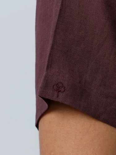 Maroon Double Pocket Short Sleeve Linen ShirtUnited By Hope