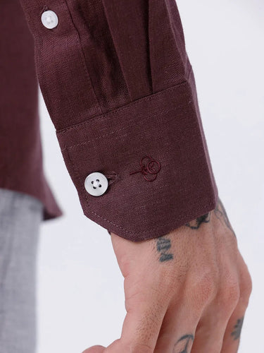 Maroon Full Sleeve Linen ShirtUnited By Hope