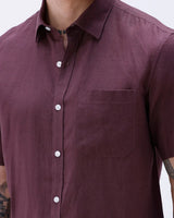 Maroon Short Sleeve Linen ShirtUnited By Hope