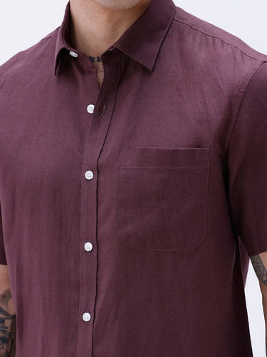 Maroon Short Sleeve Linen ShirtUnited By Hope