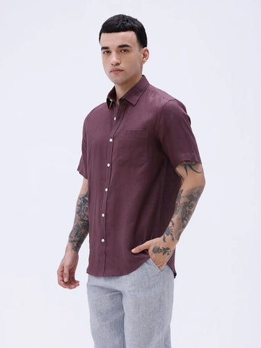 Maroon Short Sleeve Linen ShirtUnited By Hope