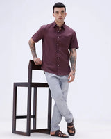 Maroon Short Sleeve Linen ShirtUnited By Hope