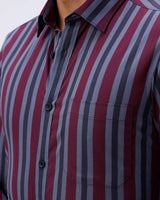 Maroon and Grey Stripes Dobby ShirtUnited By Hope