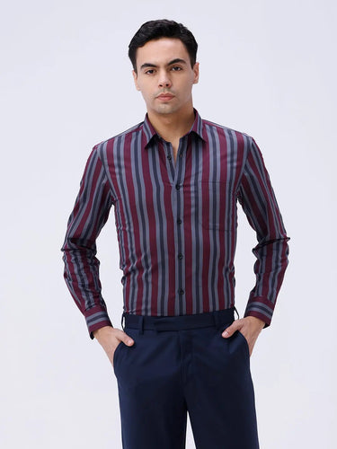 Maroon and Grey Stripes Dobby ShirtUnited By Hope