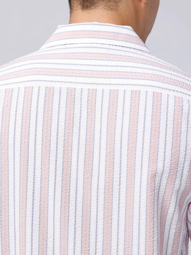 Pink and White Stripes Waffle Dobby ShirtUnited By Hope