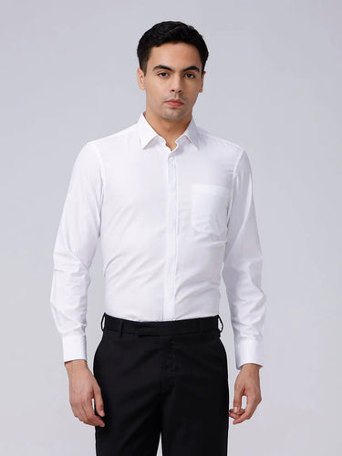 White Cotton Tencel Plain ShirtUnited By Hope