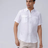 White Double Pocket Short Sleeve Linen ShirtUnited By Hope