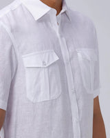 White Double Pocket Short Sleeve Linen ShirtUnited By Hope