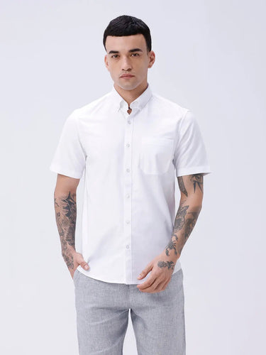 White Oxford Plain Short Sleeve ShirtUnited By Hope