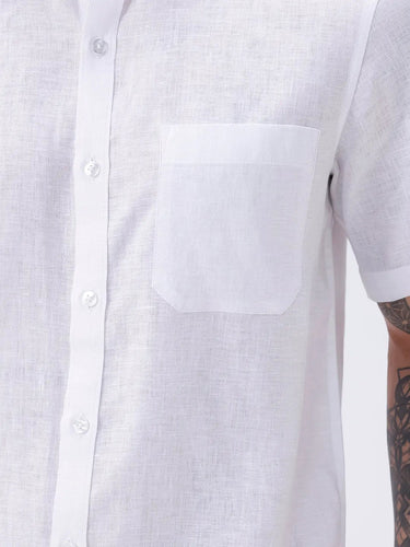 White Short Sleeve Linen ShirtUnited By Hope
