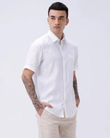 White Short Sleeve Linen ShirtUnited By Hope
