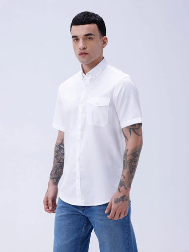 White Waffle Dobby Plain ShirtUnited By Hope
