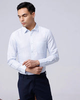 White and Blue Stripes Cotton Linen ShirtUnited By Hope