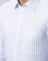 White and Blue Stripes Cotton Linen ShirtUnited By Hope