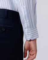 White and Blue Stripes Cotton Linen ShirtUnited By Hope