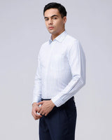 White and Blue Stripes Cotton Linen ShirtUnited By Hope