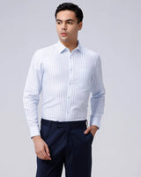 White and Blue Stripes Cotton Linen ShirtUnited By Hope