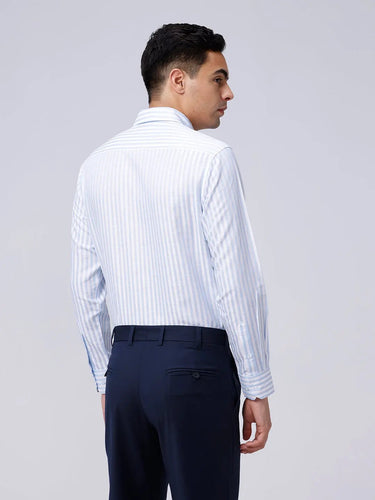 White and Blue Stripes Cotton Linen ShirtUnited By Hope