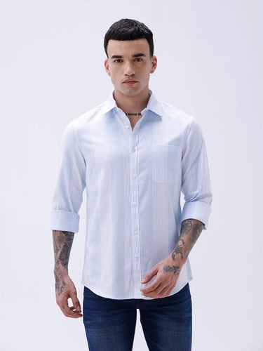 White and Blue Stripes Twill ShirtUnited By Hope