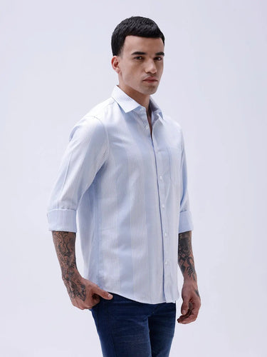 White and Blue Stripes Twill ShirtUnited By Hope