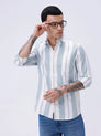 White and Green Stripes Twill ShirtUnited By Hope