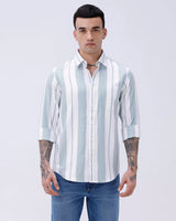 White and Green Stripes Twill ShirtUnited By Hope