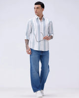 White and Green Stripes Twill ShirtUnited By Hope