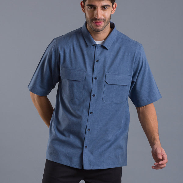 Brushed Blue oversized cotton shirt