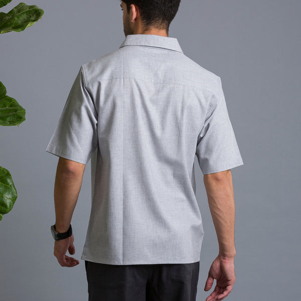 Brushed grey oversized cotton shirt