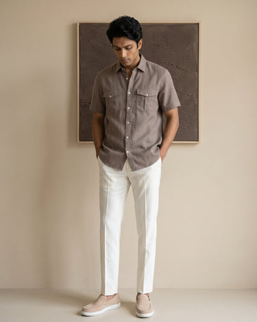Brown Linen Shirt – Short Sleeve | Classic