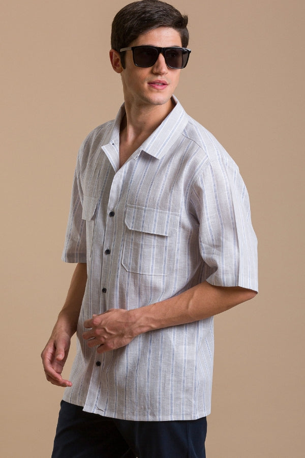 Striped grey linen shirt