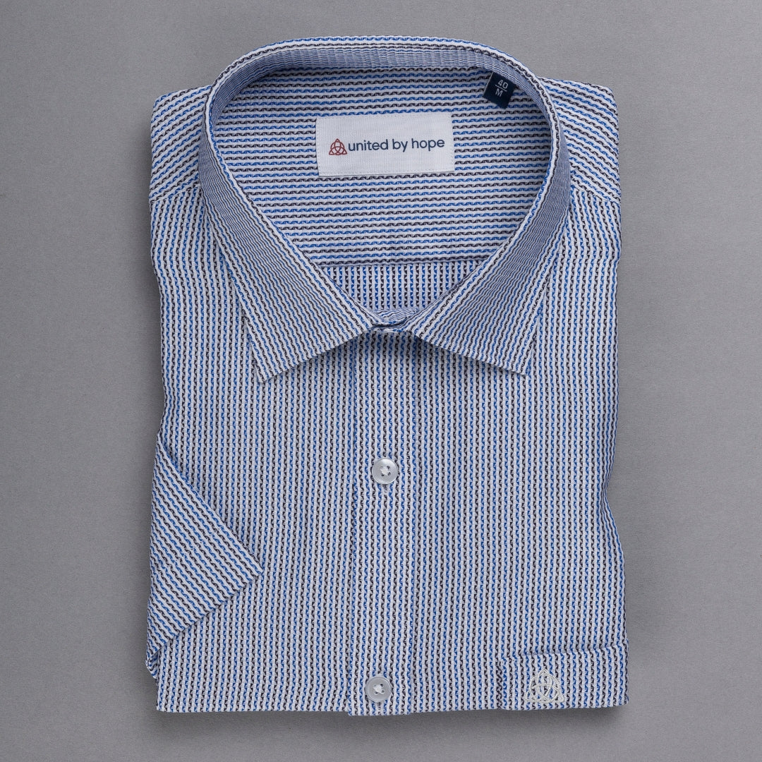 Imperial Blue - Short Sleeve Printed Shirt