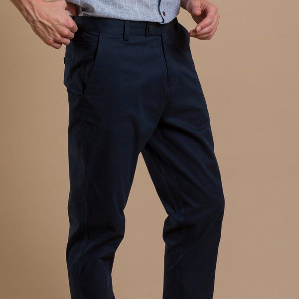 Navy blue cotton chino trousers