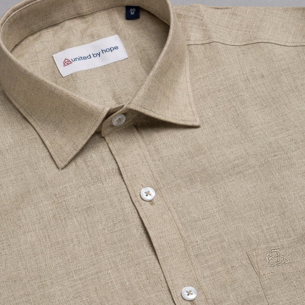 giza-cotton-shirts-for-men - Beige Nomad Linen Shirt - United by Hope