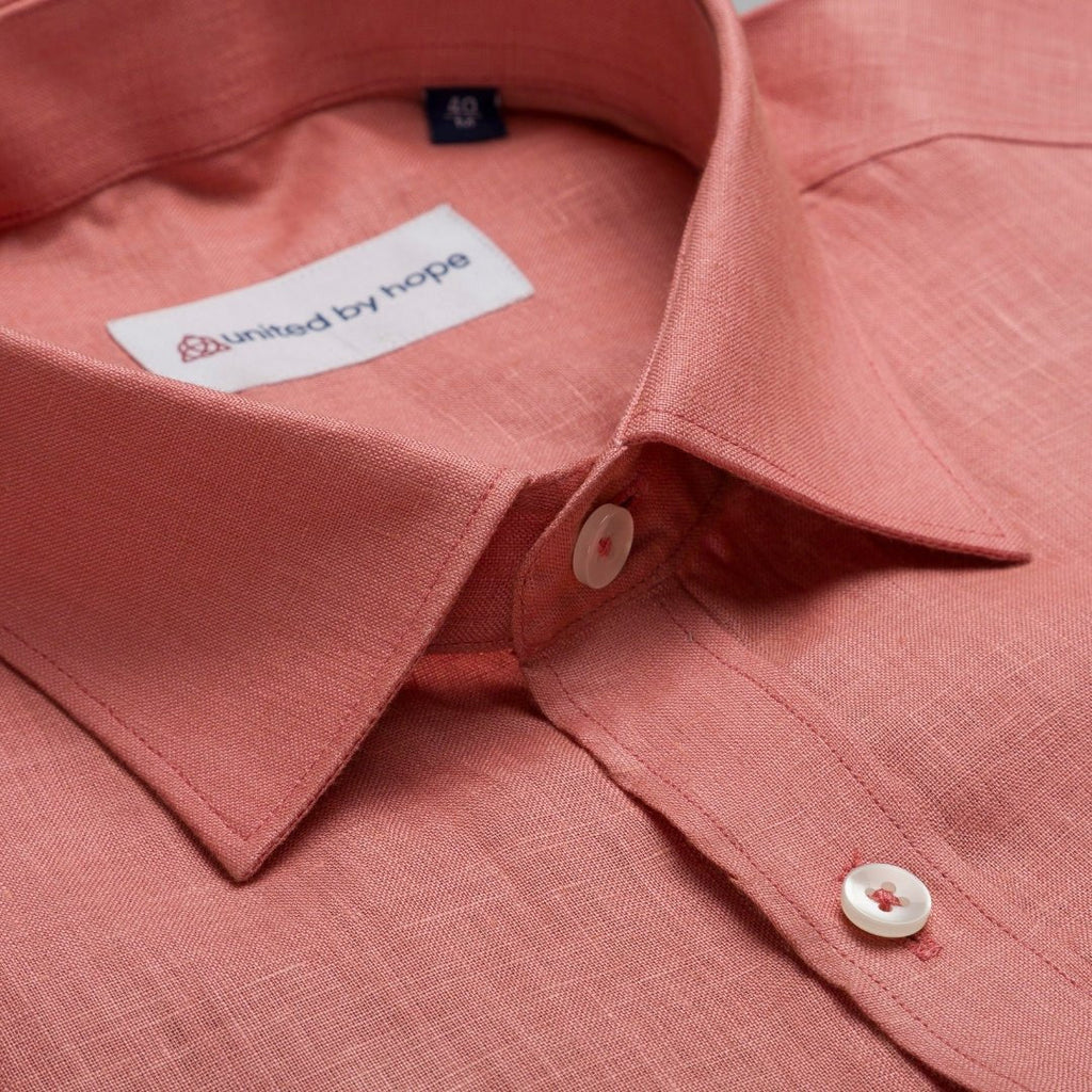 giza-cotton-shirts-for-men - Lantana Peach Linen Shirt - United by Hope