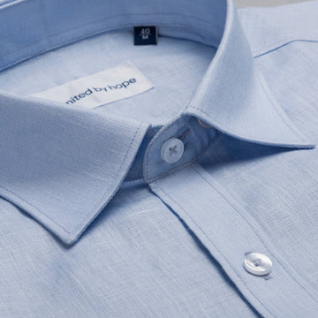 giza-cotton-shirts-for-men - Light Blue Linen Shirt - United by Hope