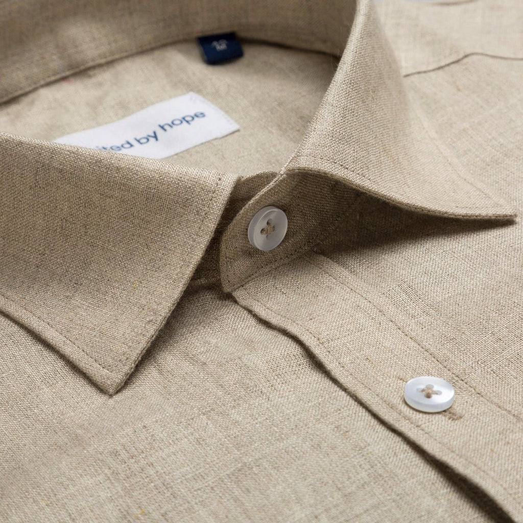 giza-cotton-shirts-for-men - Beige Nomad Linen Shirt - United by Hope