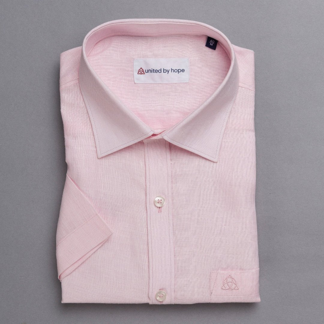 giza-cotton-shirts-for-men - Light Pink Linen Shirt - United by Hope