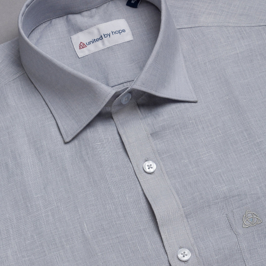 giza-cotton-shirts-for-men - Light Grey Linen Shirt - United by Hope